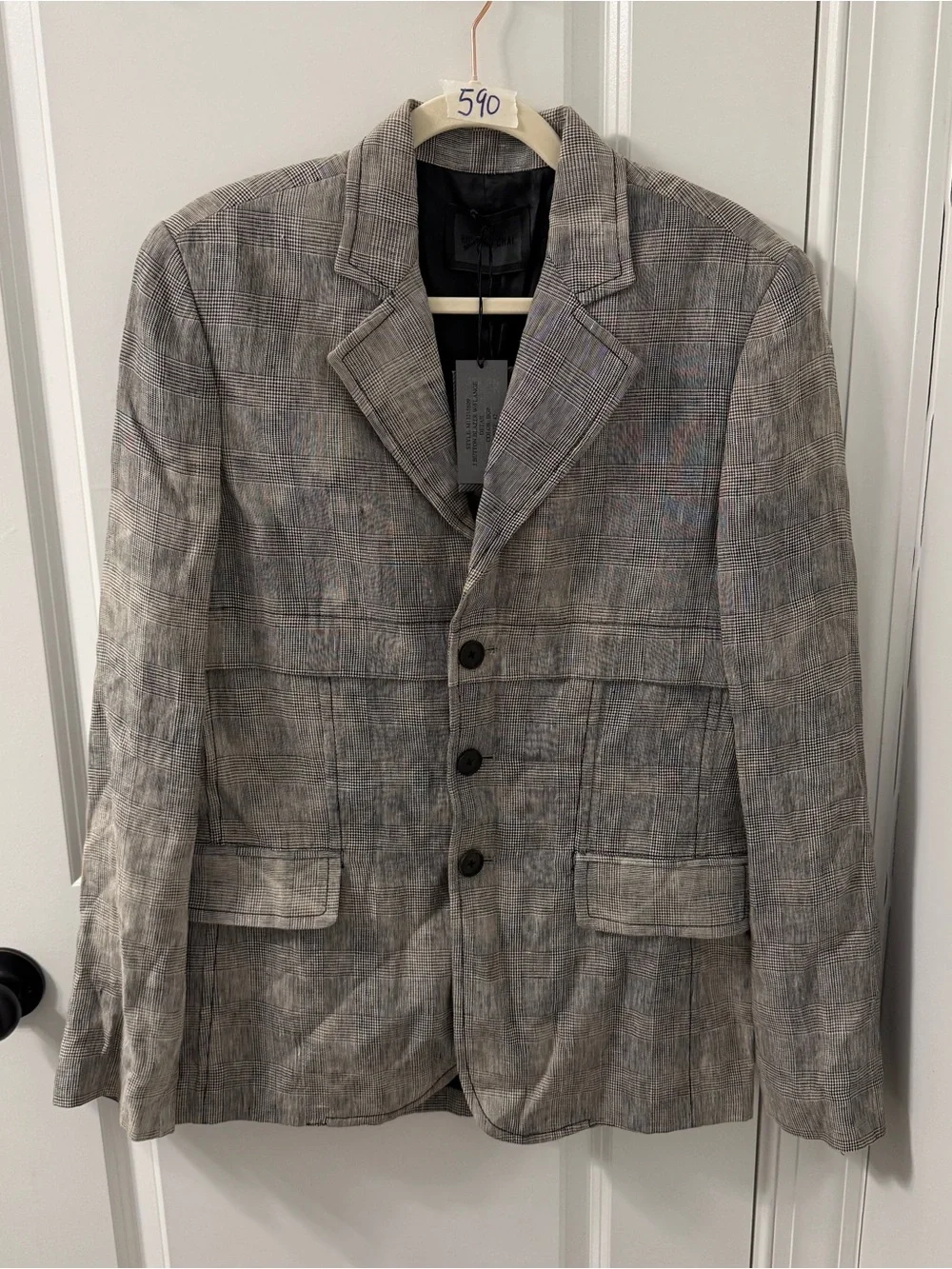 NWT RICHARD CHAI BUTTON Men's Gray Linen-Blend Blazer - Classic Tailored Jacket